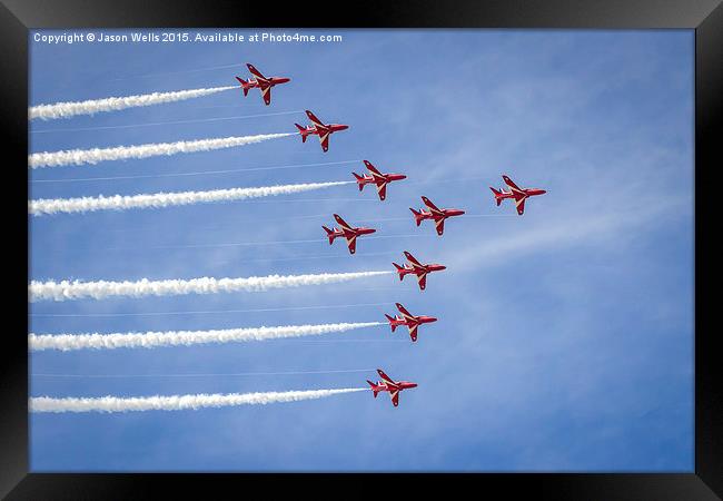 Wing tip vortices behind the Red Arrows Framed Print by Jason Wells