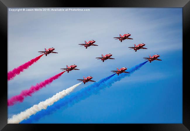 Red Arrows in tight formation Framed Print by Jason Wells
