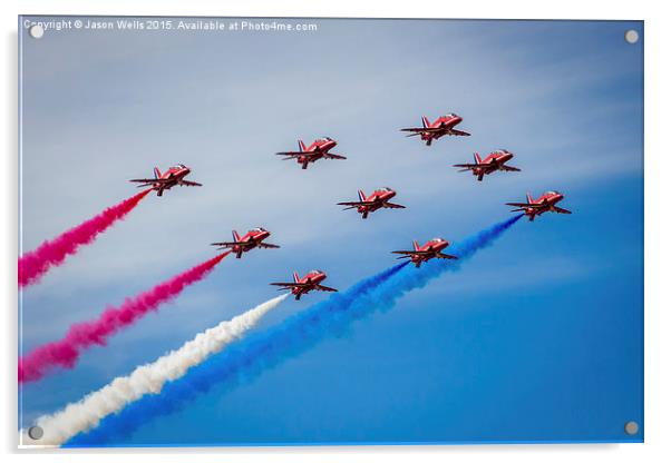 Red Arrows in tight formation Acrylic by Jason Wells