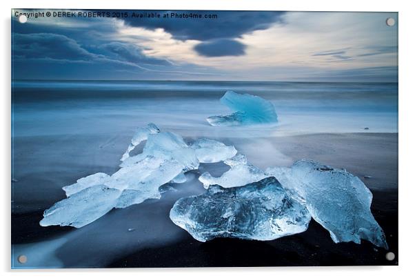  Ice alive at Jokulsarlon beach Acrylic by DEREK ROBERTS