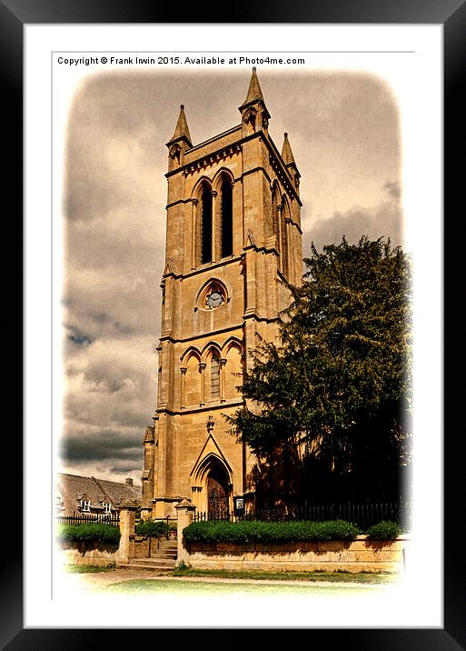 St Michaels & All Angels church, Broadway-Grunged Framed Mounted Print by Frank Irwin