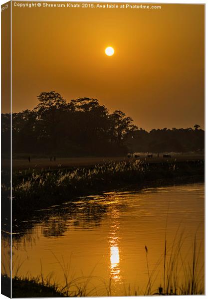 Sunset and its reflection Canvas Print by Shreeram Khatri