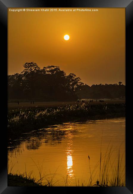 Sunset and its reflection Framed Print by Shreeram Khatri