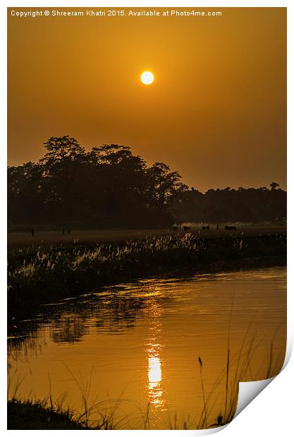 Sunset and its reflection Print by Shreeram Khatri