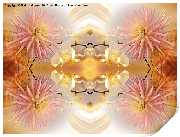  Dahlias and Orchids flowers in reflect Print by Robert Gipson