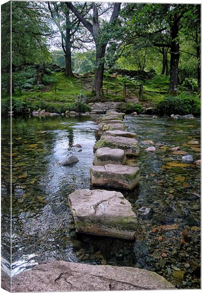 Stepping Stones River Esk.Cumbria Floods Appeal Canvas Print by Jacqi Elmslie