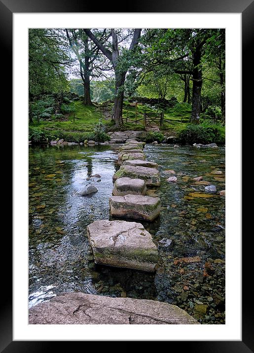Stepping Stones River Esk.Cumbria Floods Appeal Framed Mounted Print by Jacqi Elmslie