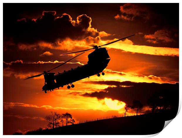  chinook at sunset Print by Kelly Murdoch