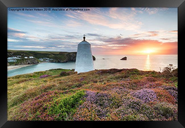 Summer at  Portreath in Cornwall Framed Print by Helen Hotson