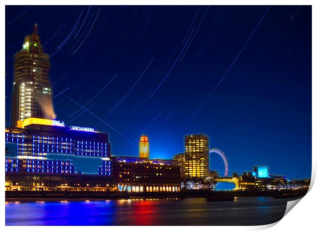 Oxo Tower Star trails Print by David French