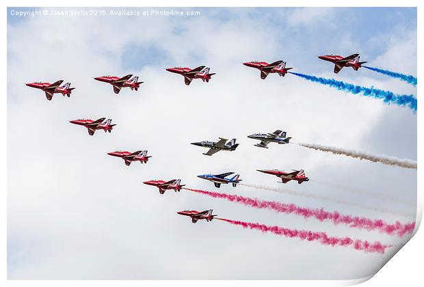 Red Arrows 50th anniversary flypast Print by Jason Wells