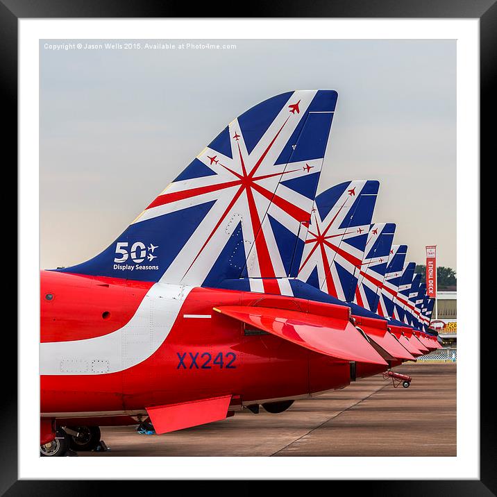 Square crop of the Red Arrows special 50th anniver Framed Mounted Print by Jason Wells