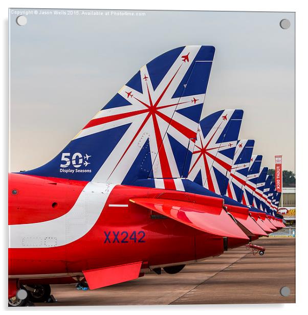 Square crop of the Red Arrows special 50th anniver Acrylic by Jason Wells
