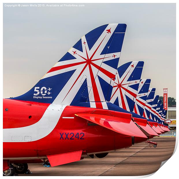 Square crop of the Red Arrows special 50th anniver Print by Jason Wells