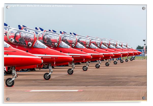 Red Arrows lined up on the ground Acrylic by Jason Wells