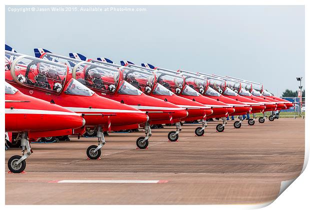 Red Arrows lined up on the ground Print by Jason Wells