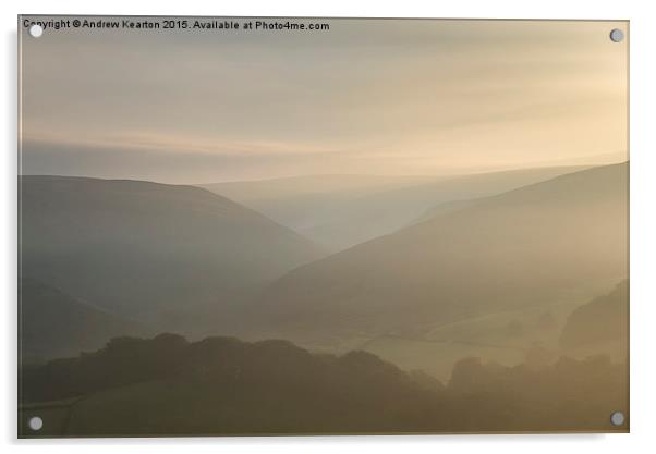 A gentle mist over Peak District hills Acrylic by Andrew Kearton