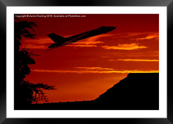  Sunset take off for the Vulcan XH558 Framed Mounted Print by daniel thurling
