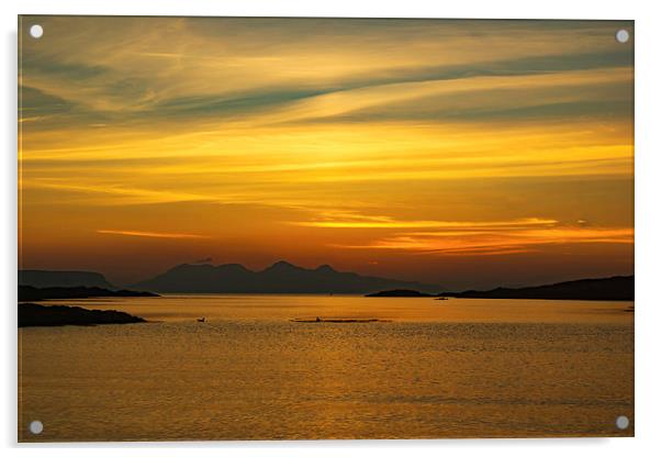 Sunset over the Island of Eigg Acrylic by Hugh McKean