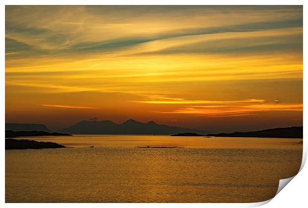 Sunset over the Island of Eigg Print by Hugh McKean