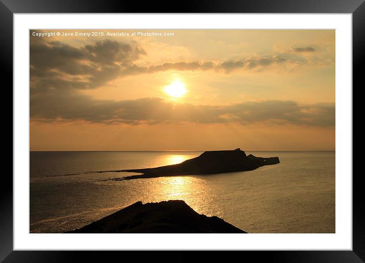  End of the Day over Worms Head Framed Mounted Print by Jane Emery