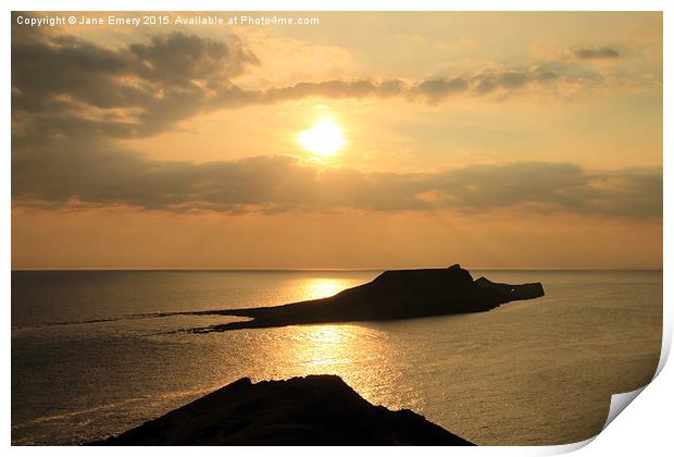  End of the Day over Worms Head Print by Jane Emery