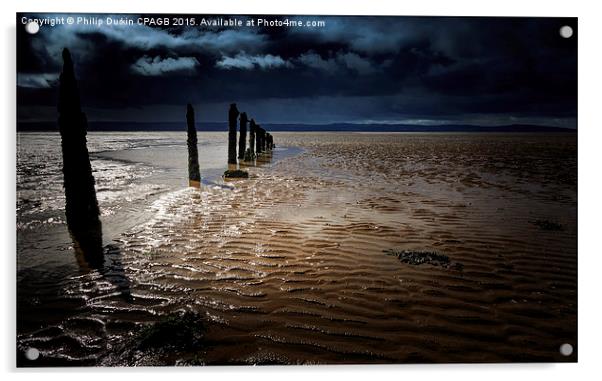 Moonlit Caldy Beach Acrylic by Phil Durkin DPAGB BPE4