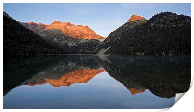 First light at Lac d'Oredon Print by Stephen Taylor