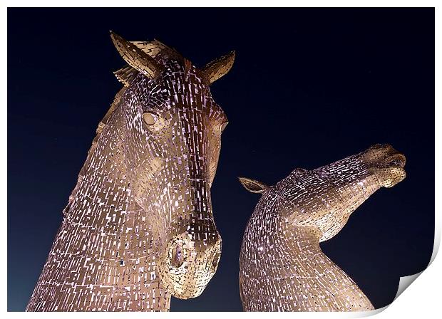  The Kelpies at night Print by Stephen Taylor