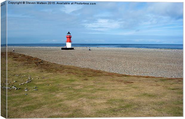  The Old Lighthouse at The Point of Ayre Canvas Print by Steven Watson