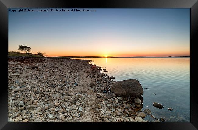 Sunset at Colliford Lake Framed Print by Helen Hotson