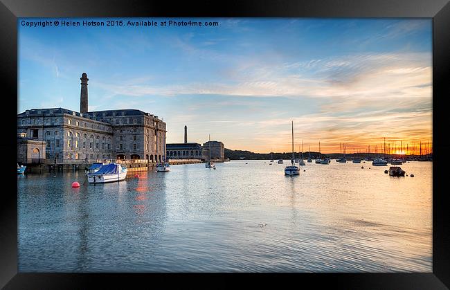 Sunset at the Royal William Yard in Plymouth Framed Print by Helen Hotson