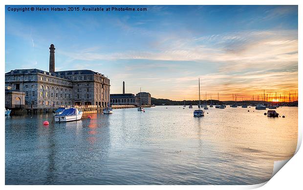 Sunset at the Royal William Yard in Plymouth Print by Helen Hotson