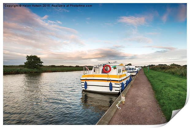 Boats on the River Bure Print by Helen Hotson