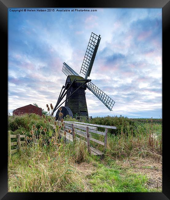 Sunset at Herringfleet Windmill Framed Print by Helen Hotson