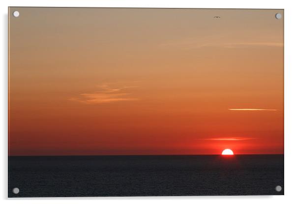  Cornish sunset with the sun setting into the atla Acrylic by Chris Warham