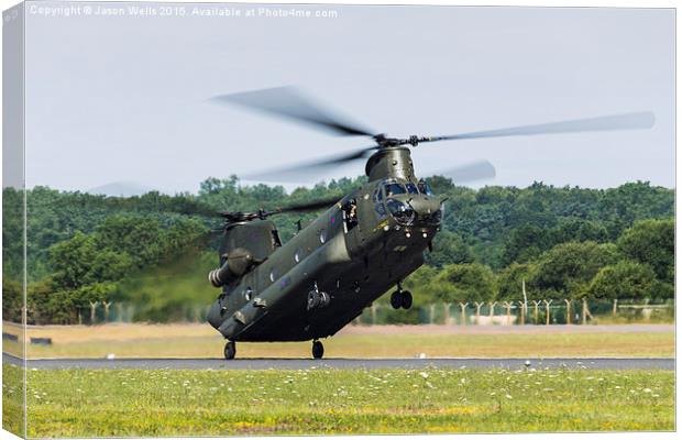 RAF Chinook landing at Fairford Canvas Print by Jason Wells