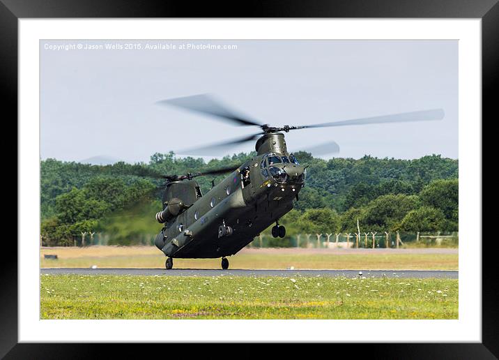 RAF Chinook landing at Fairford Framed Mounted Print by Jason Wells