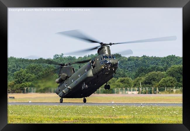 RAF Chinook landing at Fairford Framed Print by Jason Wells