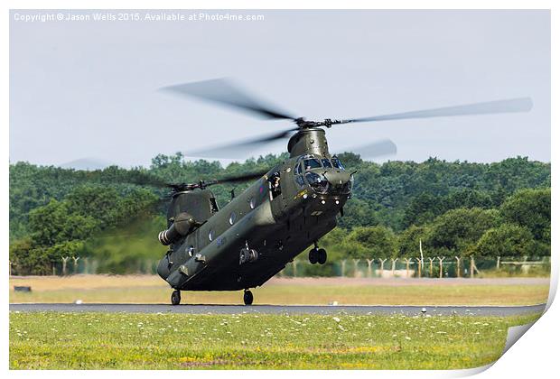 RAF Chinook landing at Fairford Print by Jason Wells