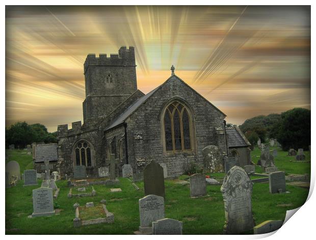  St. Mary's Chruch, Berrow. Print by Heather Goodwin