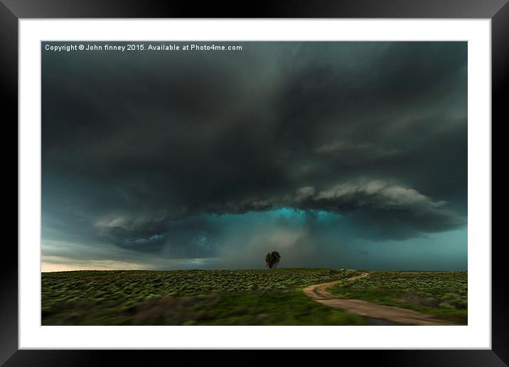 Thunderstorm wall cloud captured over Colorado whi Framed Mounted Print by John Finney