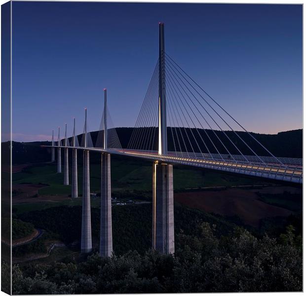 Millau Viaduct at night Canvas Print by Stephen Taylor