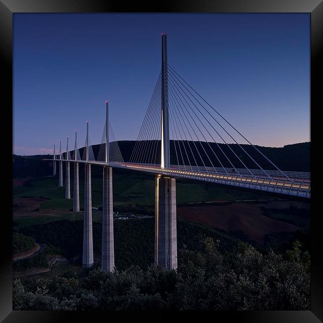 Millau Viaduct at night Framed Print by Stephen Taylor