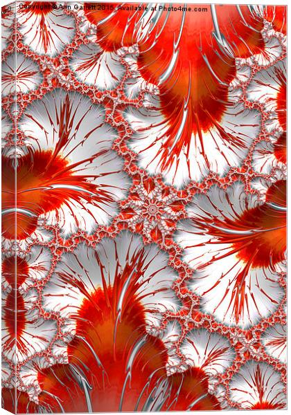 Red and White Fractal Abstract Canvas Print by Ann Garrett