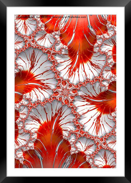 Red and White Fractal Abstract Framed Mounted Print by Ann Garrett