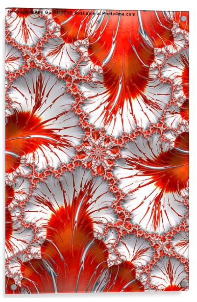 Red and White Fractal Abstract Acrylic by Ann Garrett