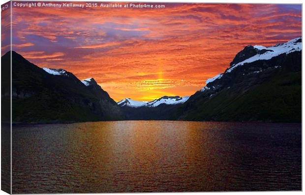  NORWEGIAN FJORD SUNSET Canvas Print by Anthony Kellaway