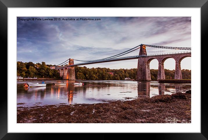 Menai Strait and Bridge Framed Mounted Print by Pete Lawless