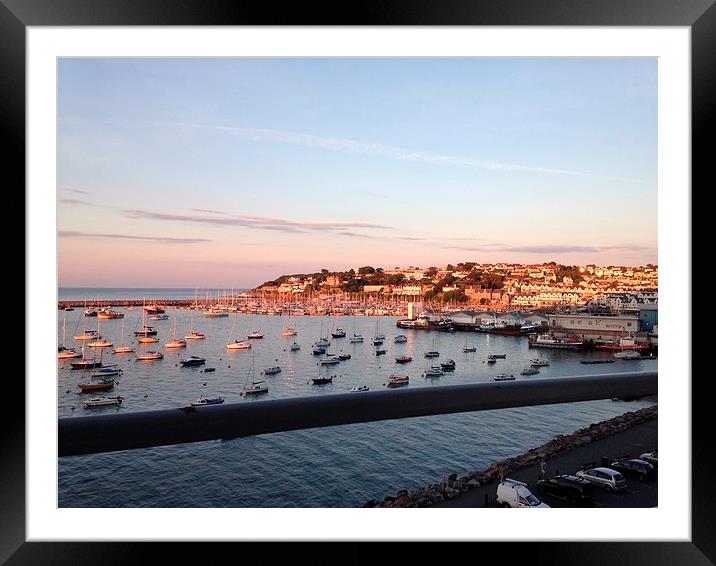  Brixham at sunset Framed Mounted Print by Ann Biddlecombe
